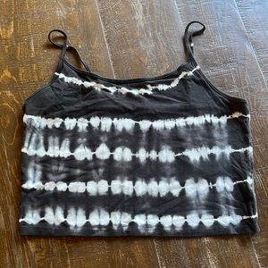 Black/white tie dye cropped tank top with adjustable straps Never worn like new